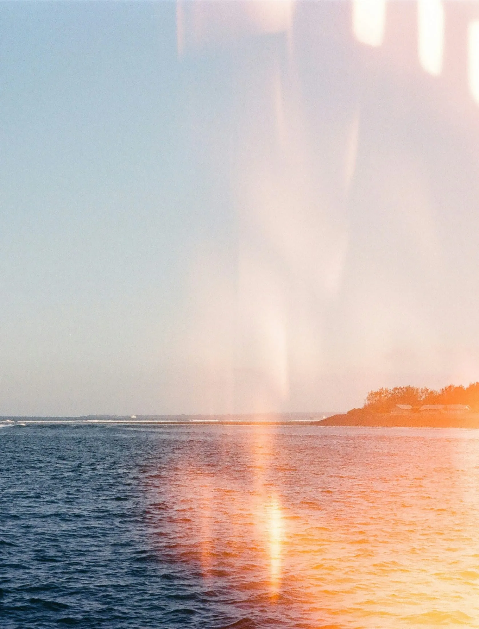 Vintage coastline with lightleak effect